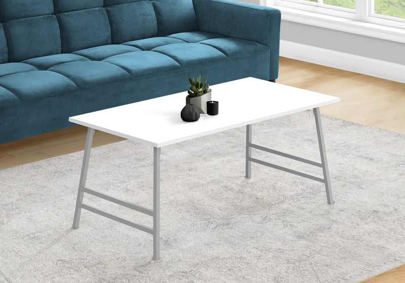 Modern White Laminate Coffee Table - 40"L Rectangular Accent Cocktail Table