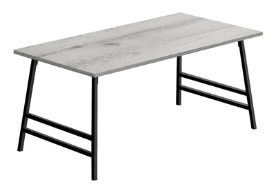 Modern Grey Laminate Coffee Table - 40"L Rectangular Accent Table with Black Metal Base for Living Room