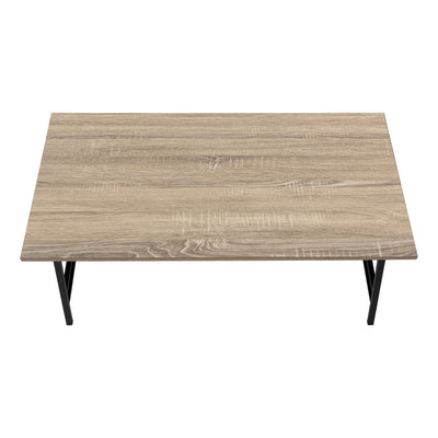 Modern Brown Laminate Coffee Table with Black Metal Frame - 40"L Rectangular Accent for Living Room