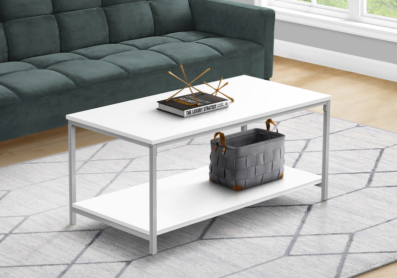 Modern White Laminate Coffee Table - 40"L Rectangular Accent Cocktail Table