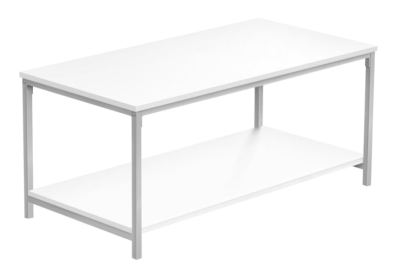 Modern White Laminate Coffee Table - 40"L Rectangular Accent Cocktail Table