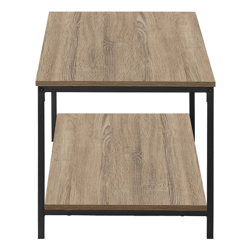 Modern Brown Laminate Coffee Table with Black Metal Frame - 40"L Rectangular Accent for Living Room