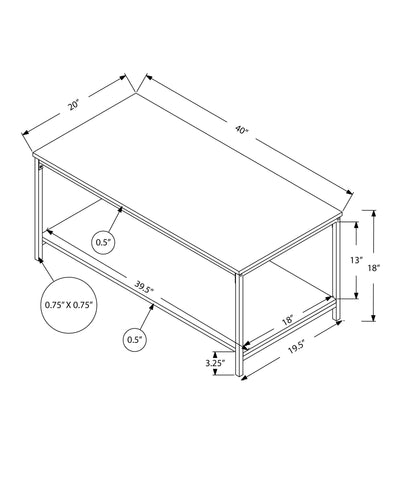 Modern Brown Laminate Coffee Table with Black Metal Frame - 40"L Rectangular Accent for Living Room