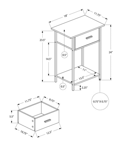 Contemporary 2 Tier Dark Oak Accent Table with Storage Drawer