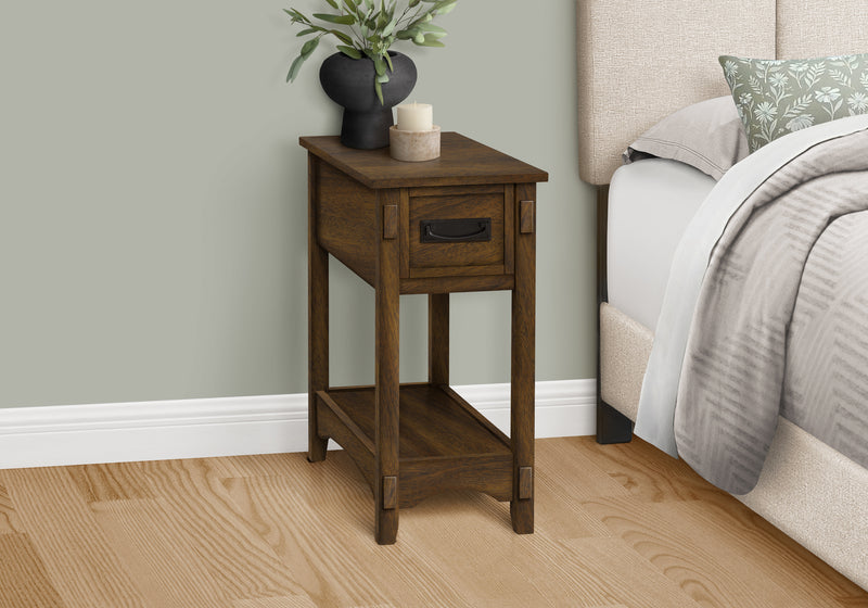 Transitional Brown Veneer Accent Table with Storage Drawer