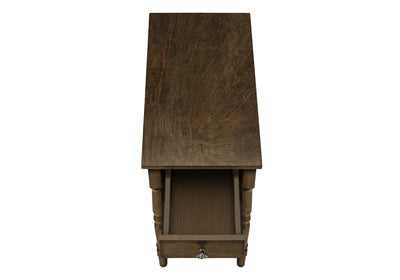 2 Tier Brown Veneer Accent Table with Storage Drawer - Traditional End Table for Bedroom or Living Room