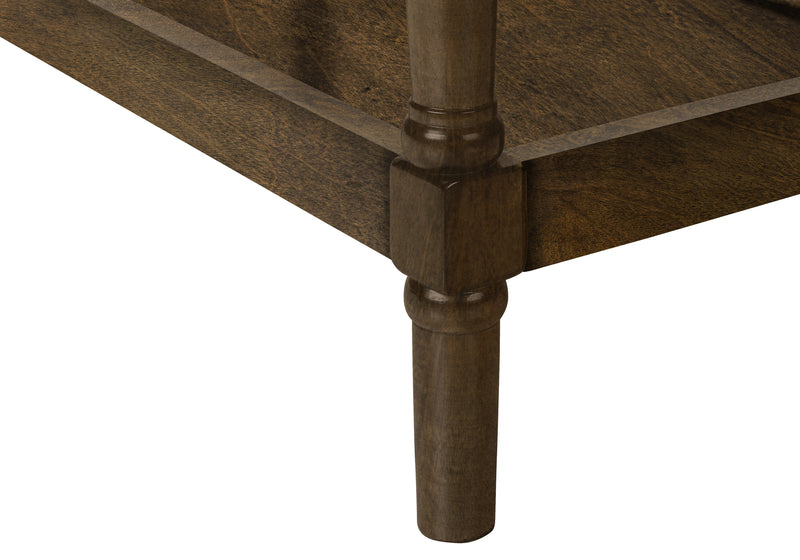 2 Tier Brown Veneer Accent Table with Storage Drawer - Traditional End Table for Bedroom or Living Room