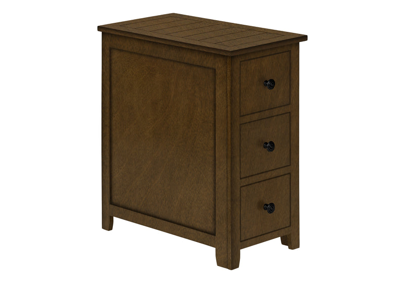 Brown Veneer Accent Table with Storage Drawer - Transitional Nightstand for Bedroom