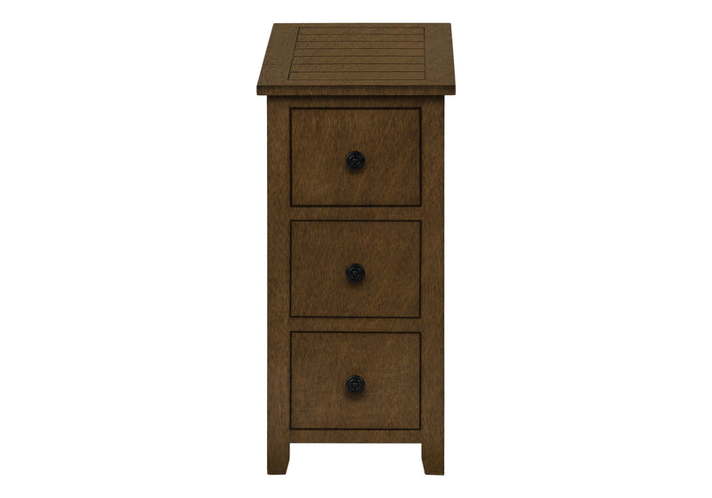 Brown Veneer Accent Table with Storage Drawer - Transitional Nightstand for Bedroom