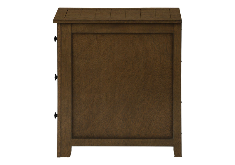 Brown Veneer Accent Table with Storage Drawer - Transitional Nightstand for Bedroom