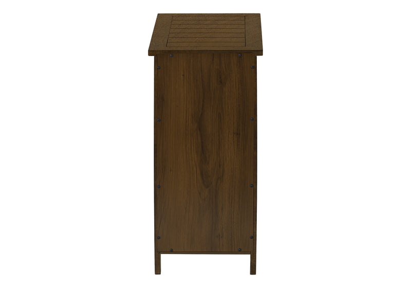 Brown Veneer Accent Table with Storage Drawer - Transitional Nightstand for Bedroom