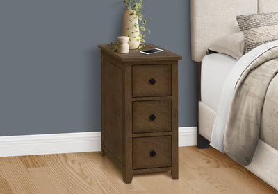 Brown Veneer Accent Table with Storage Drawer - Transitional Nightstand for Bedroom