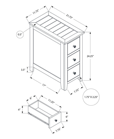 Brown Veneer Accent Table with Storage Drawer - Transitional Nightstand for Bedroom