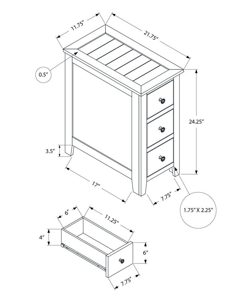 Brown Veneer Accent Table with Storage Drawer - Transitional Nightstand for Bedroom