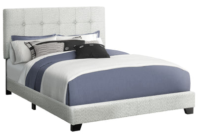 Queen Size Light Grey Boucle Upholstered Bed Frame - Transitional Bedroom