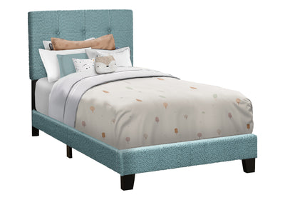 Twin Size Light Blue Boucle Upholstered Bed Frame - Youth Bedroom Transition