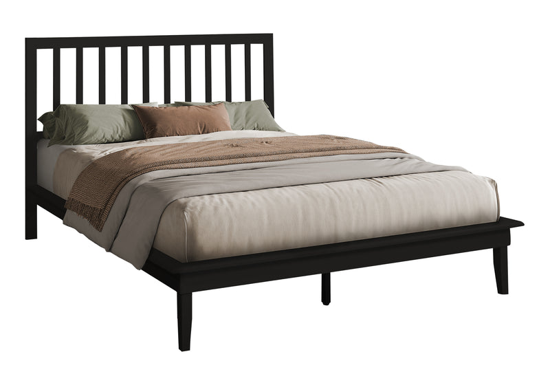 Contemporary Queen Size Black Wood Platform Bed Frame - Bedroom Essentials