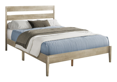 Queen Size Grey Wood Platform Bed Frame - Contemporary Bedroom