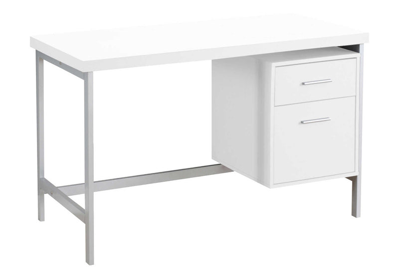 Modern White Laminate Computer Desk with Storage Drawers - 48"L