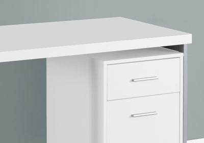 Modern White Laminate Computer Desk with Storage Drawers - 48"L