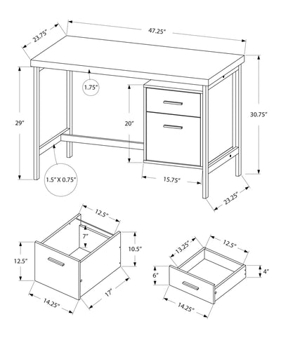 Modern White Laminate Computer Desk with Storage Drawers - 48"L