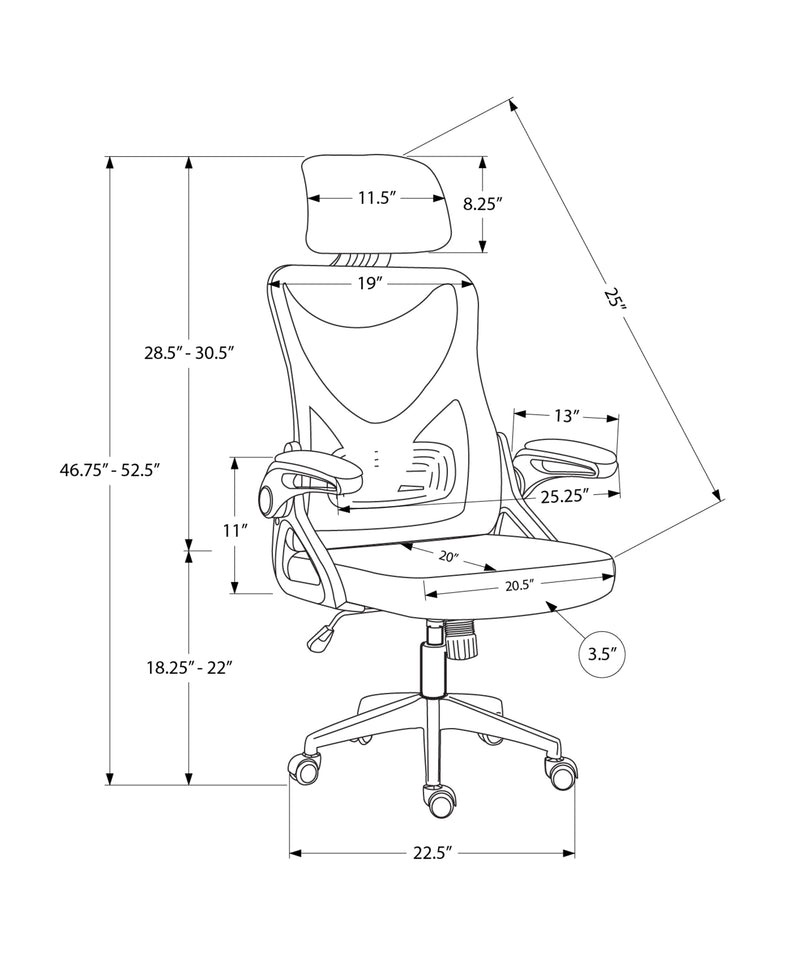 Modern Black Mesh Office Chair - Ergonomic Adjustable Height Swivel Work Chair