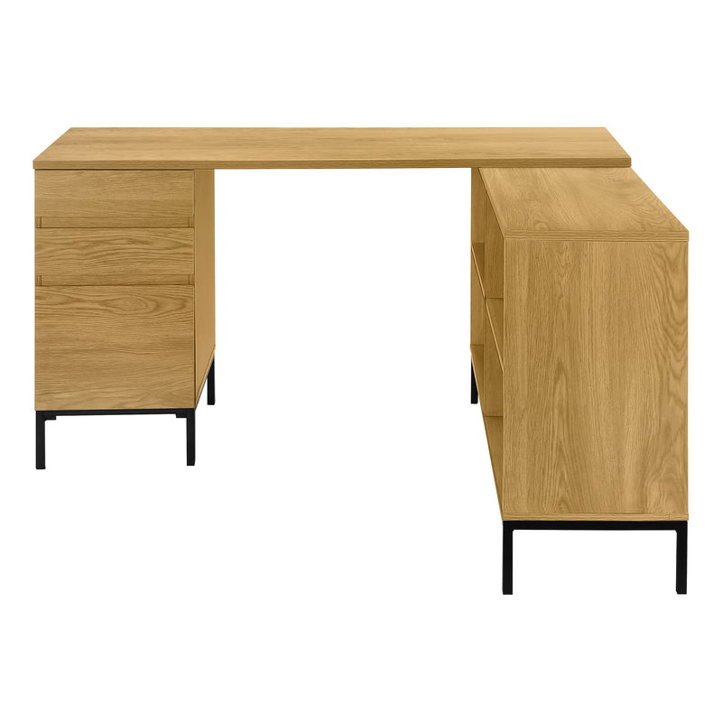 60" L-Shaped Brown Laminate Computer Desk with Storage Drawers - Modern Home Office Solution