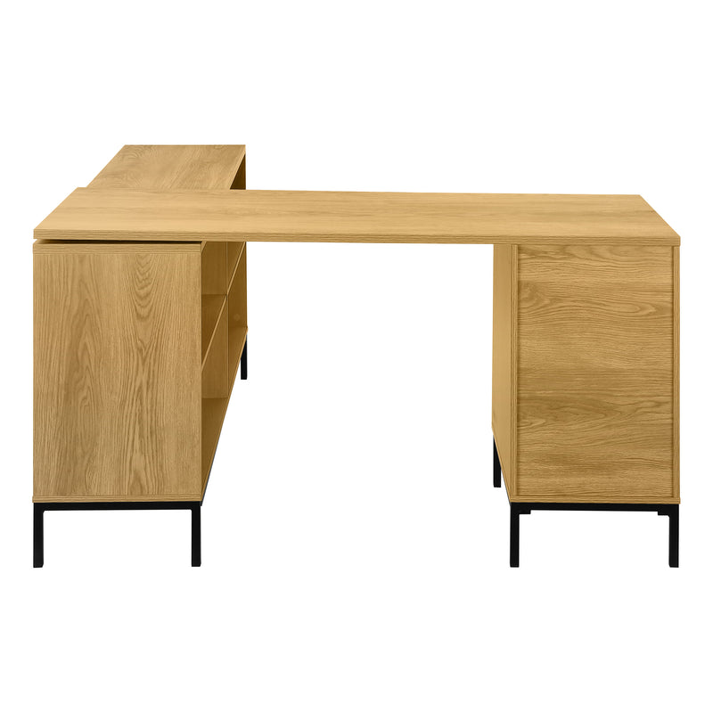 60" L-Shaped Brown Laminate Computer Desk with Storage Drawers - Modern Home Office Solution