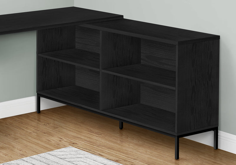 Contemporary Black Laminate Corner Computer Desk with Storage - 60"L