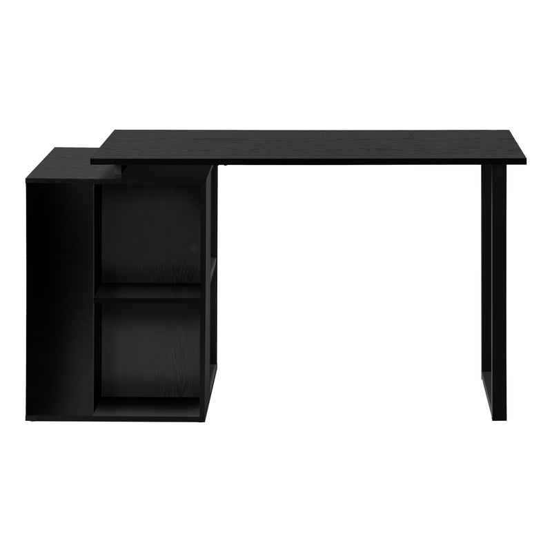 Contemporary Black Computer Desk with Storage Shelves - 55"L, Modern Home Office Set-up