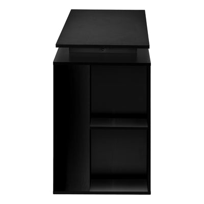 Contemporary Black Computer Desk with Storage Shelves - 55"L, Modern Home Office Set-up