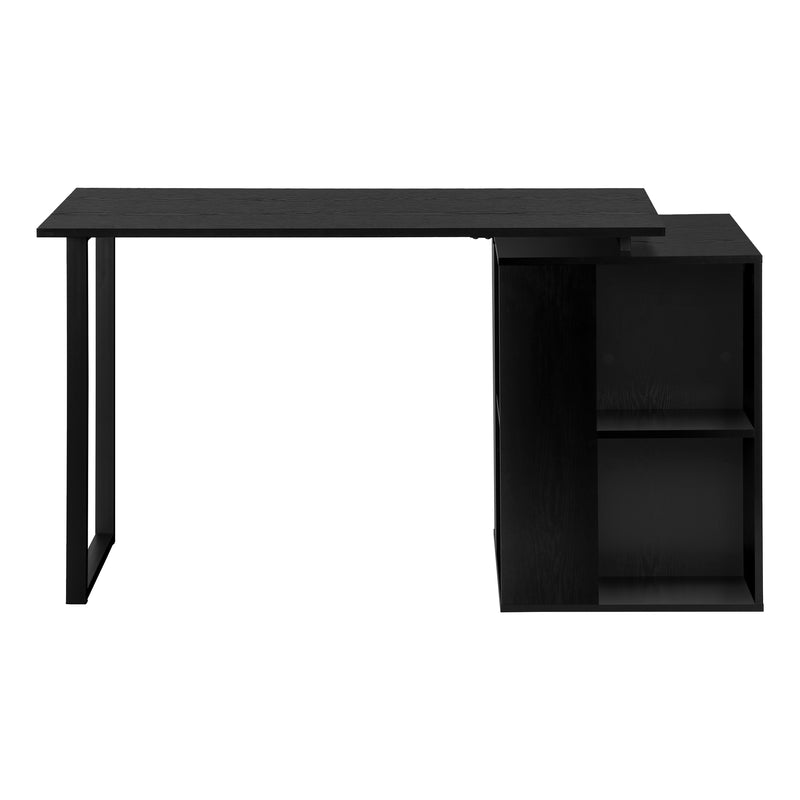 Contemporary Black Computer Desk with Storage Shelves - 55"L, Modern Home Office Set-up