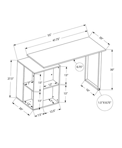 Contemporary Black Computer Desk with Storage Shelves - 55"L, Modern Home Office Set-up