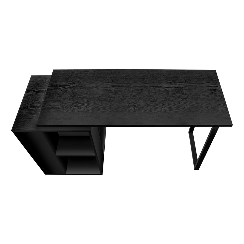 Contemporary Black Computer Desk with Storage Shelves - 55"L, Modern Home Office Set-up