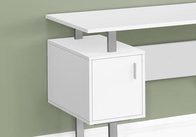 Modern White Laminate Computer Desk with Storage - 48"L, Grey Metal Legs