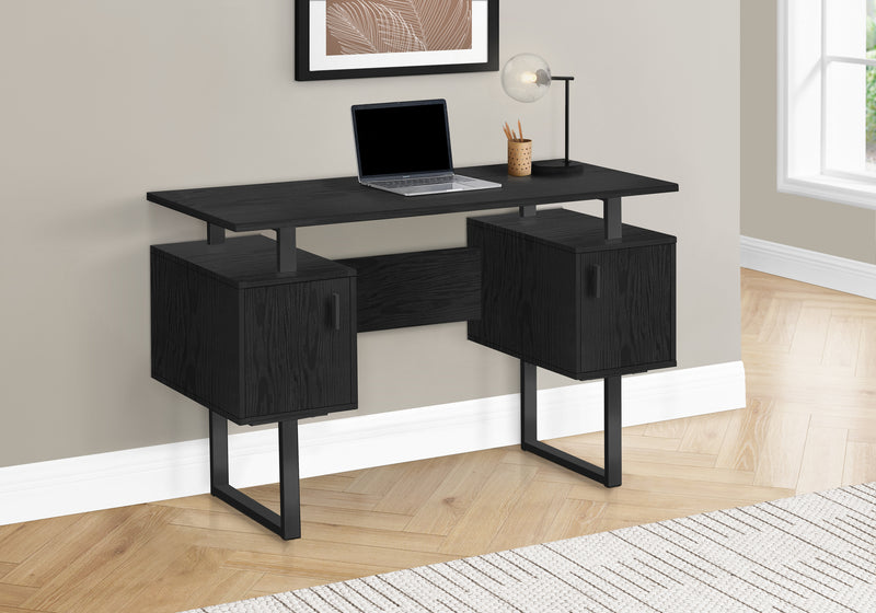 48"L Black Laminate Computer Desk with Storage - Modern Home Office Workstation