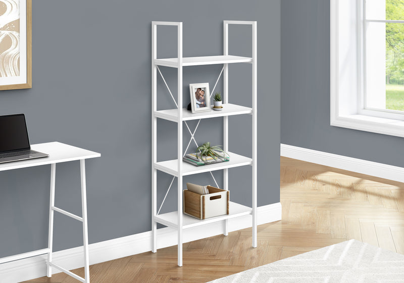 Contemporary White 4-Tier Bookshelf for Office or Bedroom - 48"H"