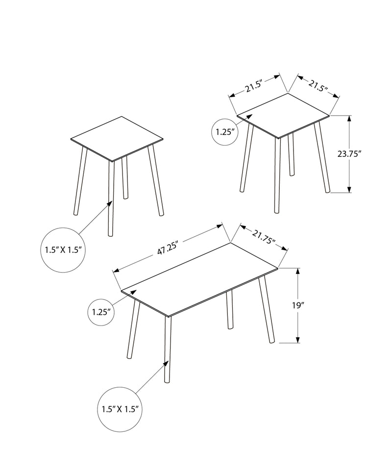 Modern Dark Walnut 3pcs Living Room Table Set - Contemporary Accent Coffee End