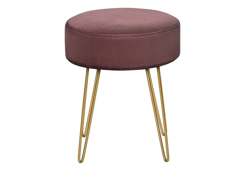 Contemporary Pink Fabric Ottoman Pouf Footrest with Gold Legs 14" Round