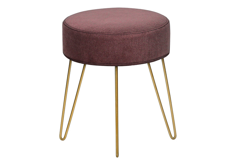 Contemporary Pink Fabric Ottoman Pouf Footrest with Gold Legs 14" Round