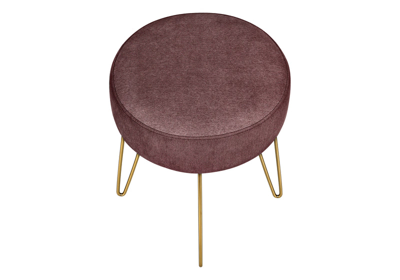 Contemporary Pink Fabric Ottoman Pouf Footrest with Gold Legs 14" Round