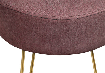 Contemporary Pink Fabric Ottoman Pouf Footrest with Gold Legs 14" Round