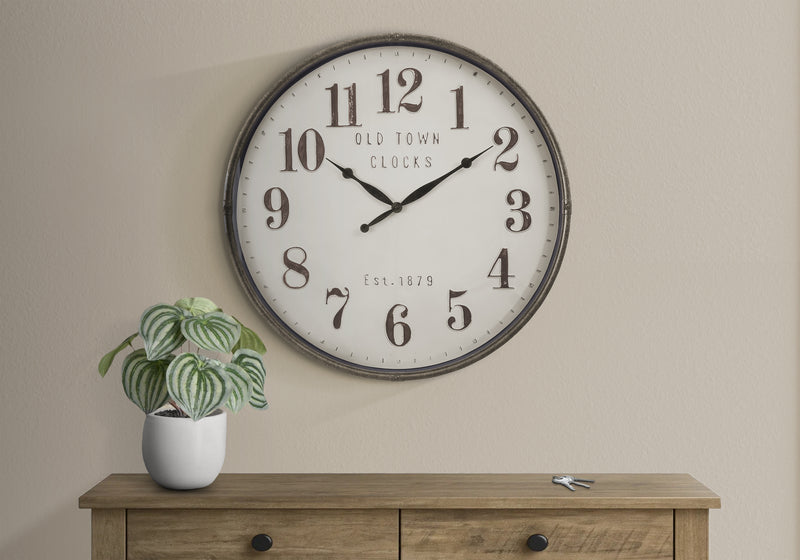 Large Oversized Brown Wall Clock 30" Round Transitional Style