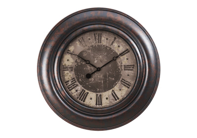 Large Oversized Brown Wall Clock 30" Round Transitional Style