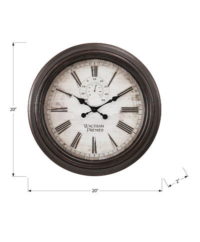 Clocks, 20" Round, Wall Clock, Brown, Transitional