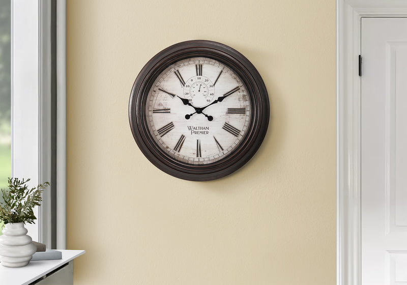 Clocks, 20" Round, Wall Clock, Brown, Transitional