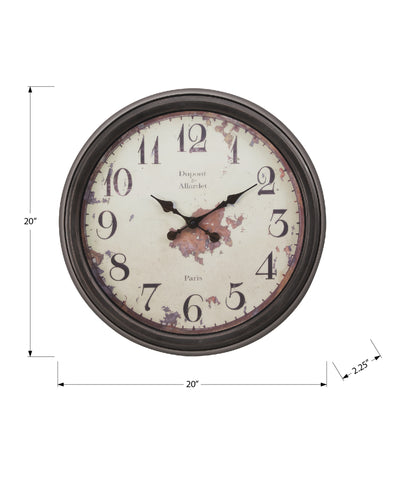 Clocks, 20" Round, Wall Clock, Brown, Transitional