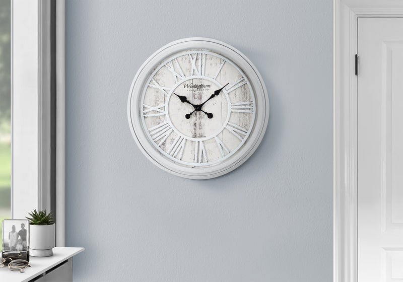 Clocks, 20" Round, Wall Clock, Grey, Transitional