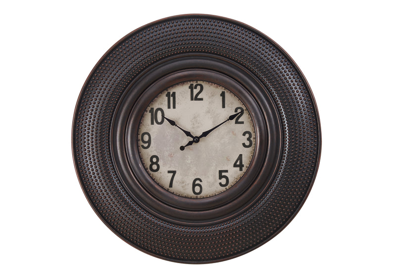 Clocks, 20" Round, Wall Clock, Antique Brown, Transitional