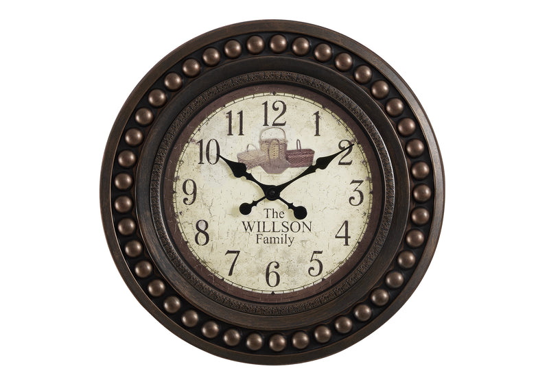 Clocks, 20" Round, Wall Clock, Antique Brown, Transitional